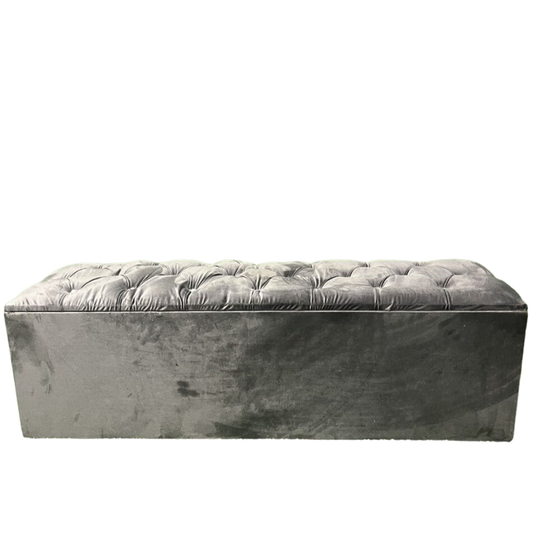 Velvet Ottoman Bench - Dark Grey
