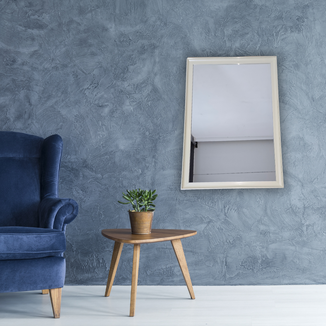 Long, rectangular, white wood with gold frame