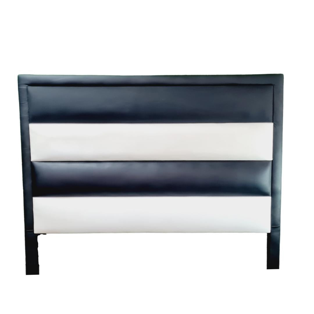 Leather Headboard - Black & White Striped
