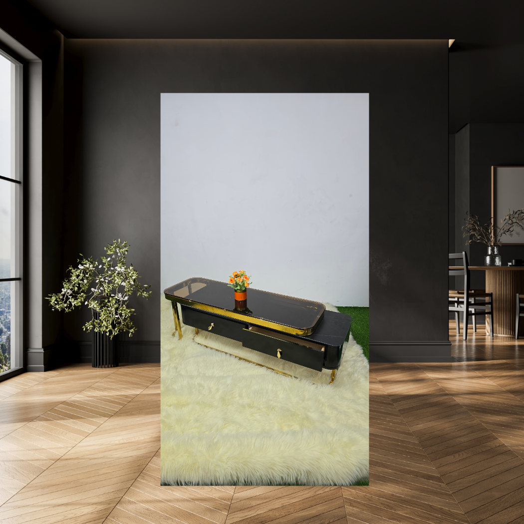 Dark brown with light streaks and 2 drawers