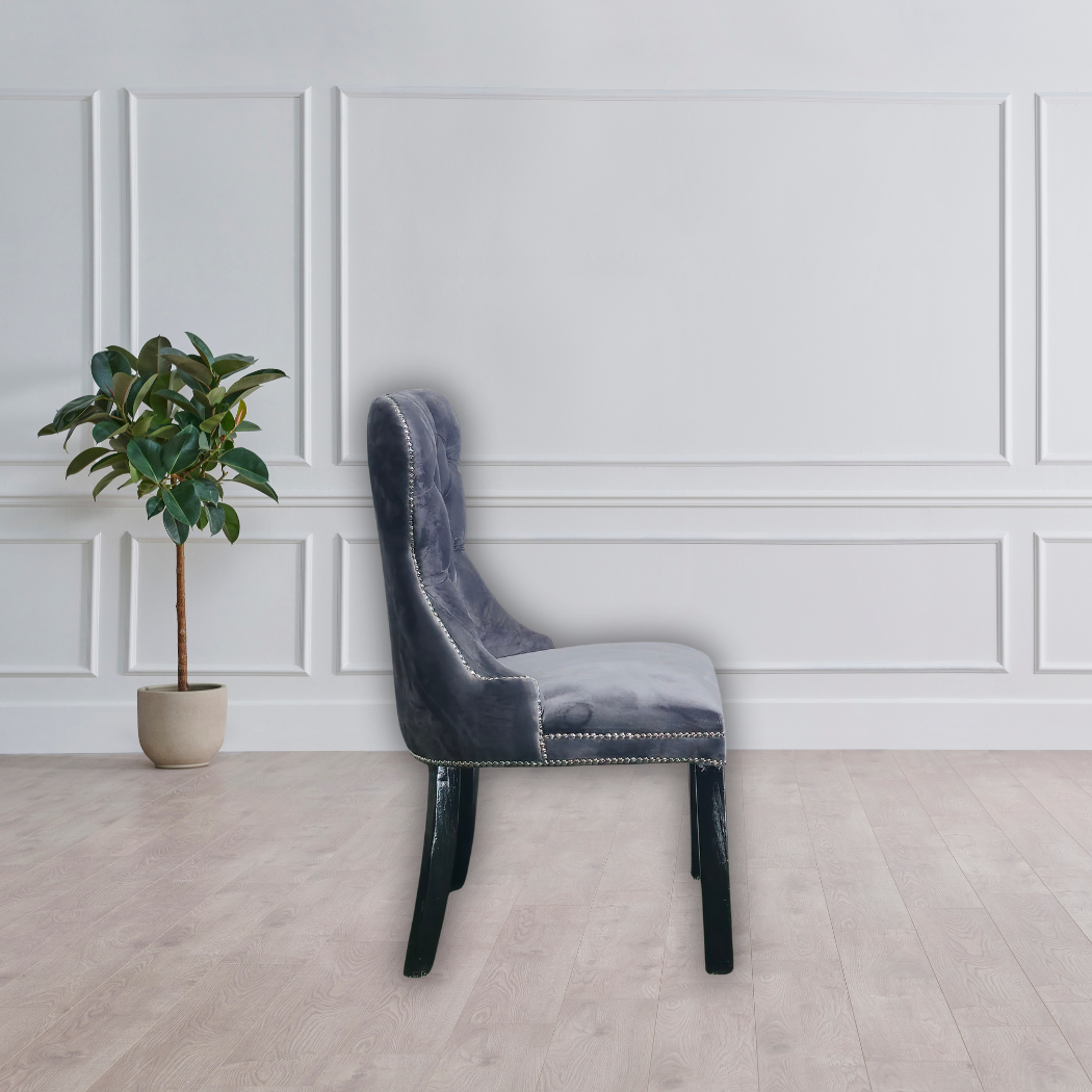 Grey, braided cushion with black legs