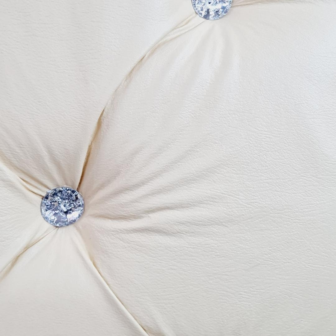 Leather Headboard - Off-White with faux diamonds