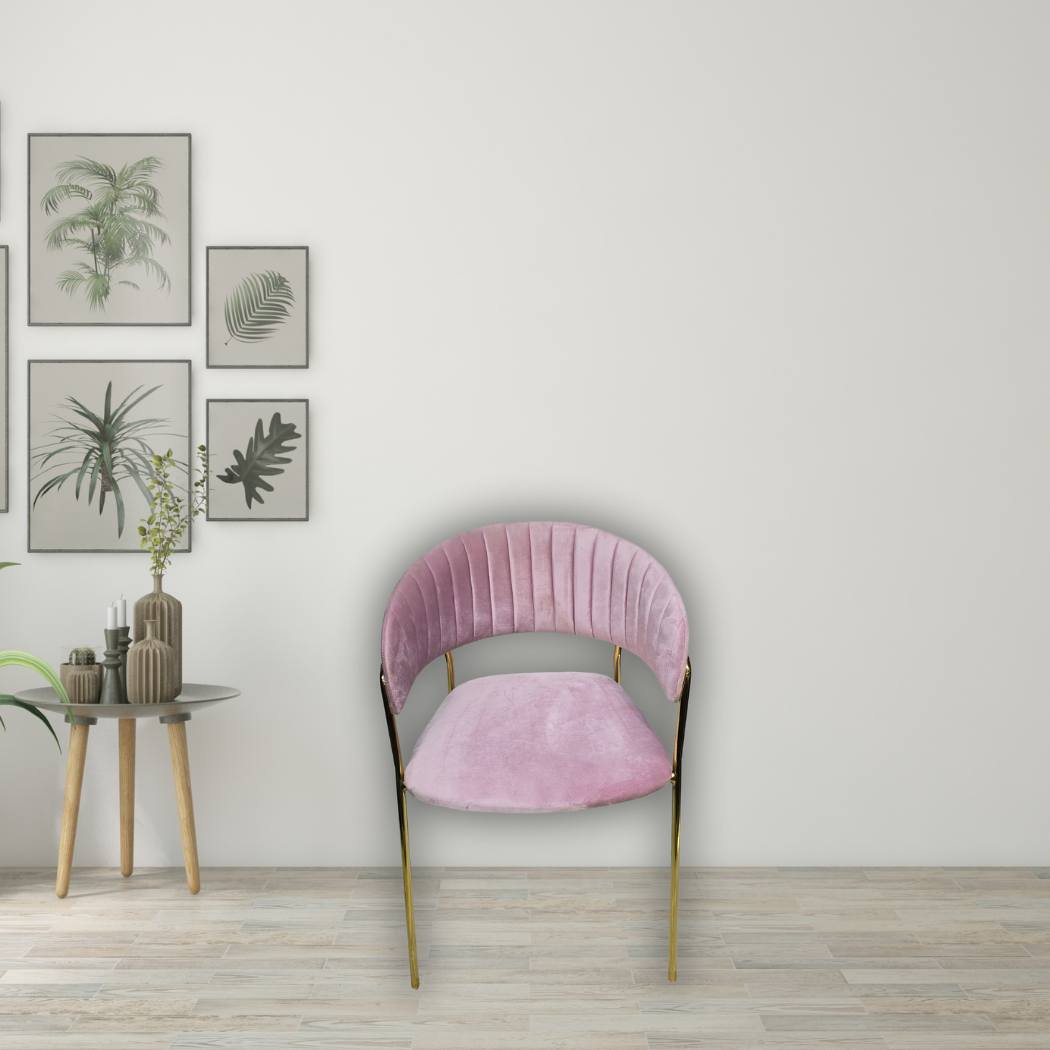 Pink with C-shaped top with back rest and gold legs