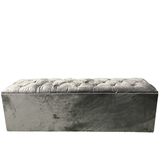 Velvet Ottoman Bench - Dark Grey