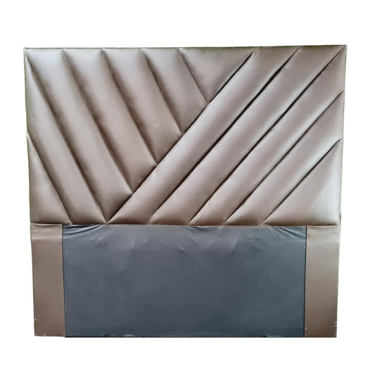 Leather Headboard - Brown Diagonally Striped