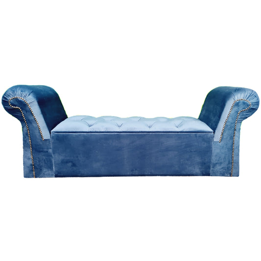 Velvet Ottoman Bench - Royal Blue