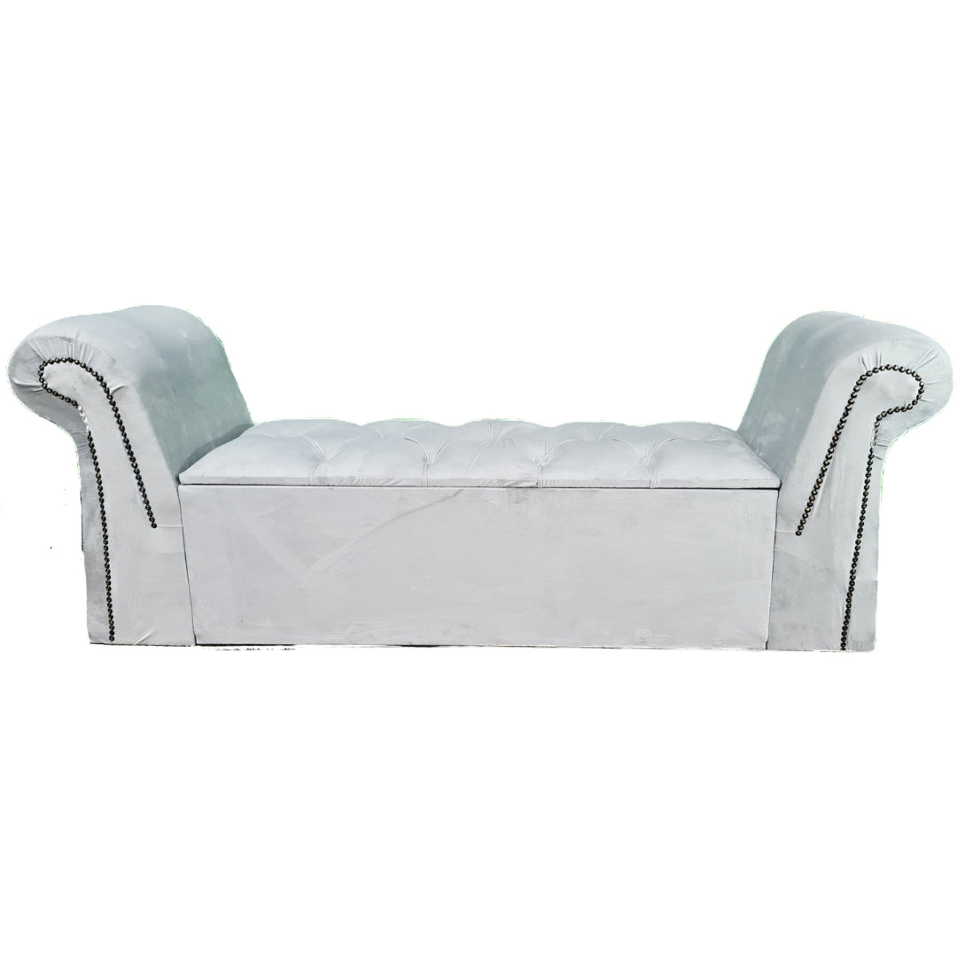 Velvet Ottoman Bench - Off-White
