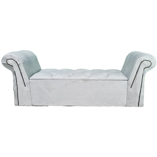 Velvet Ottoman Bench - Off-White