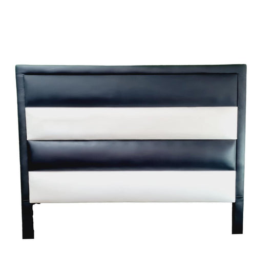 Leather Headboard - Black & White Striped