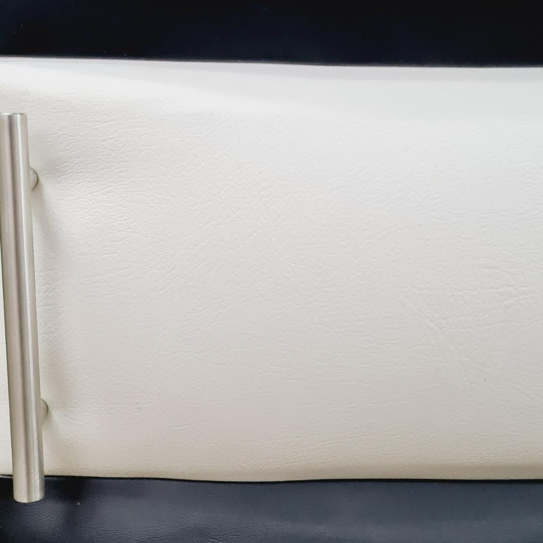 Leather Bedside Table - White & Black Striped