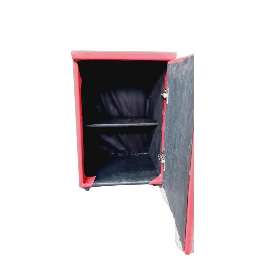 Leather Bedside Table Single - Red
