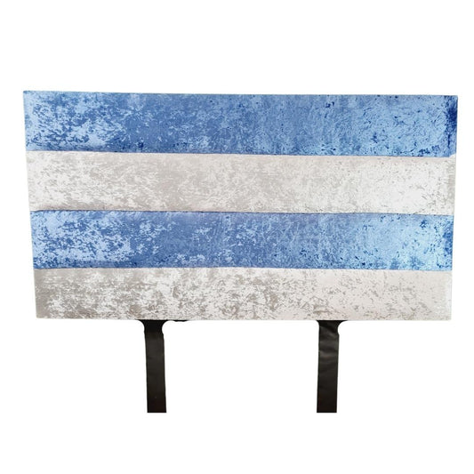 Velvet Material Headboards - Blue & Light Grey Striped