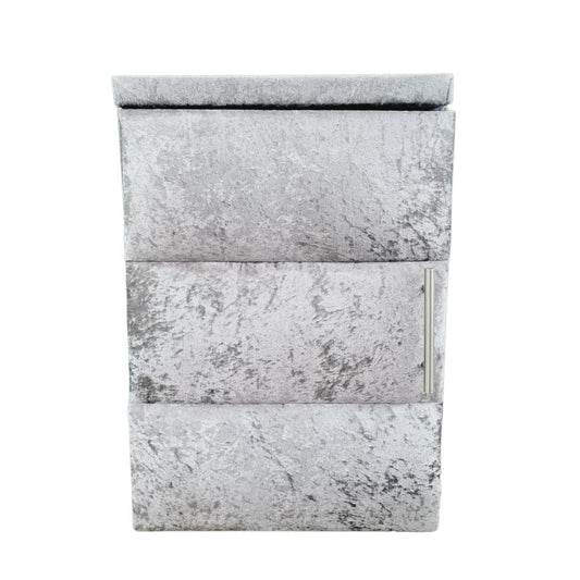 Velvet Material Bedside Table Single - Grey striped