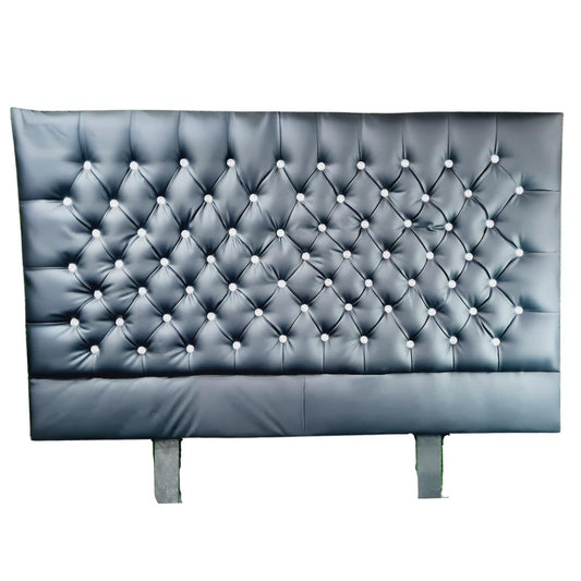 Leather Headboard - Black with faux Diamonds