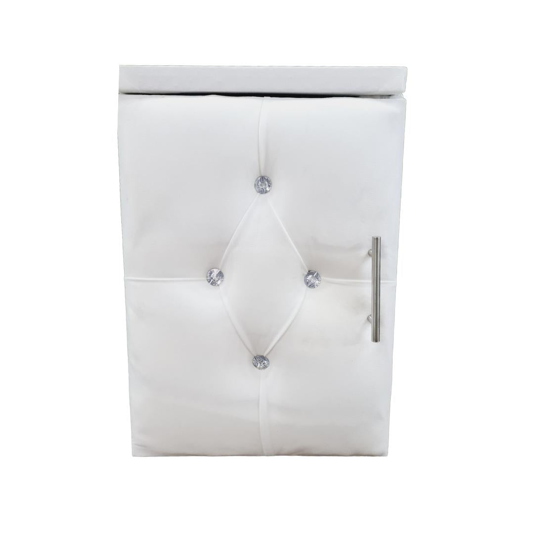 Velvet Material Bedside Table Single - White