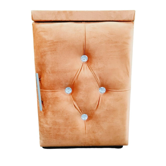 Velvet Material Bedside Table Single - Orange