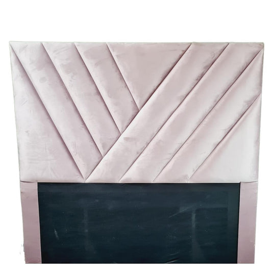 Velvet Headboard - Light Pink diagonally striped