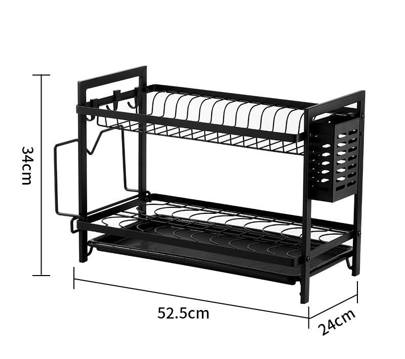 2 Tier Dish Drying Rack with Drain Board Set