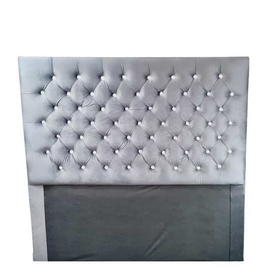 Leather Headboard - Brown with faux diamonds