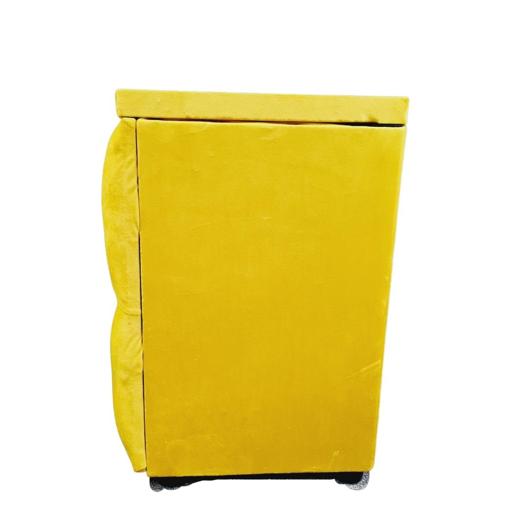 Velvet Material Bedside Table Pair - Yellow