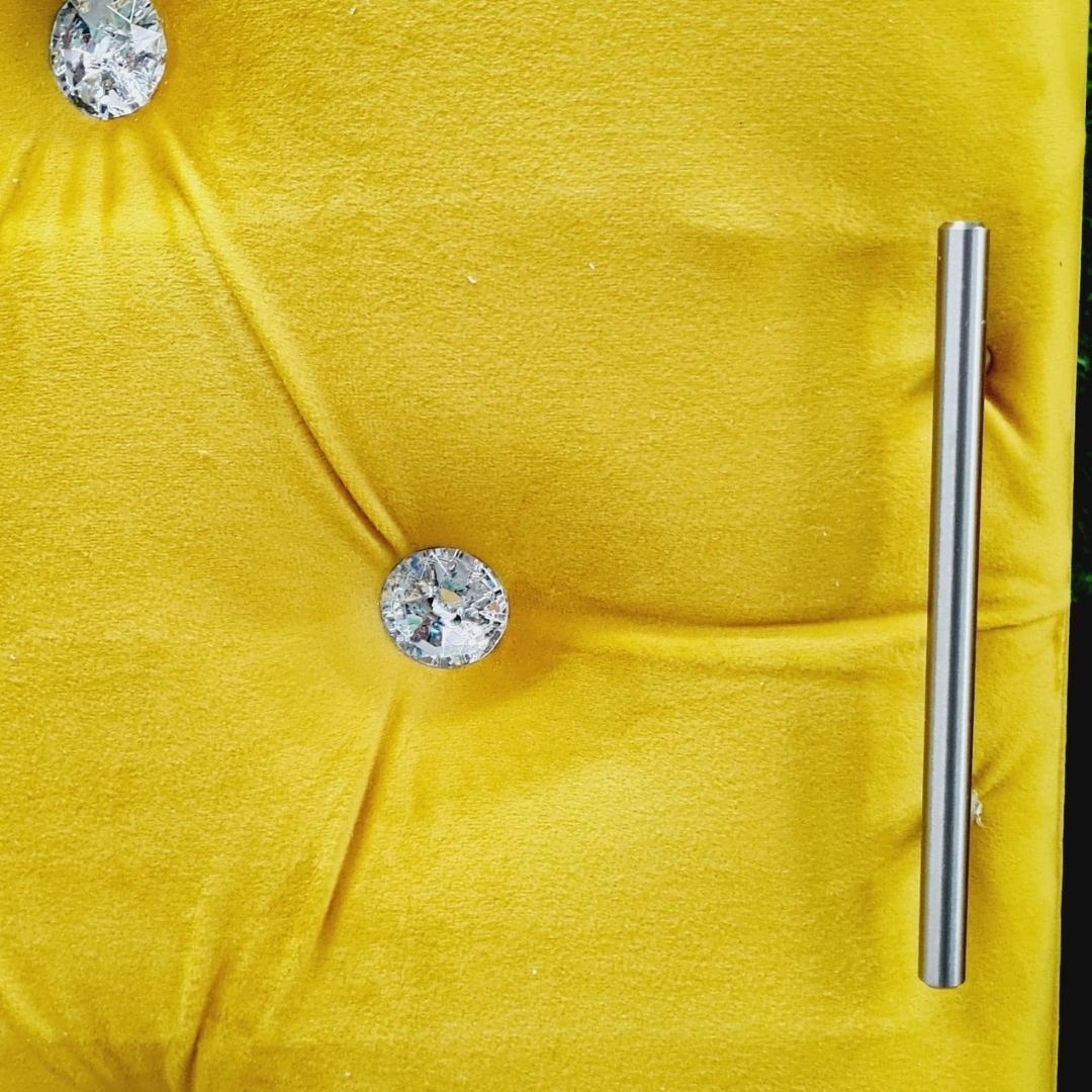 Velvet Material Bedside Table Pair - Yellow