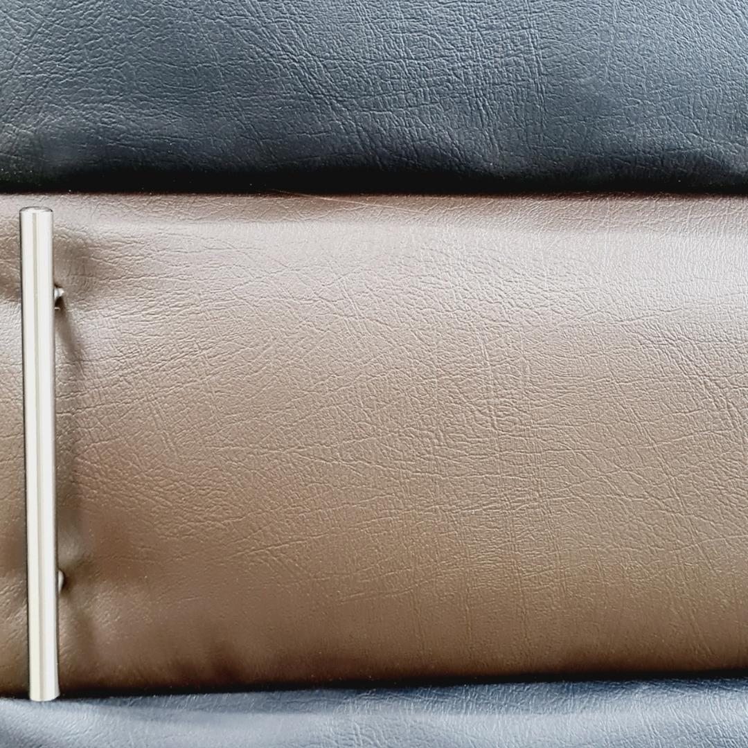 Leather Bedside Table Pair - Brown & Black Striped