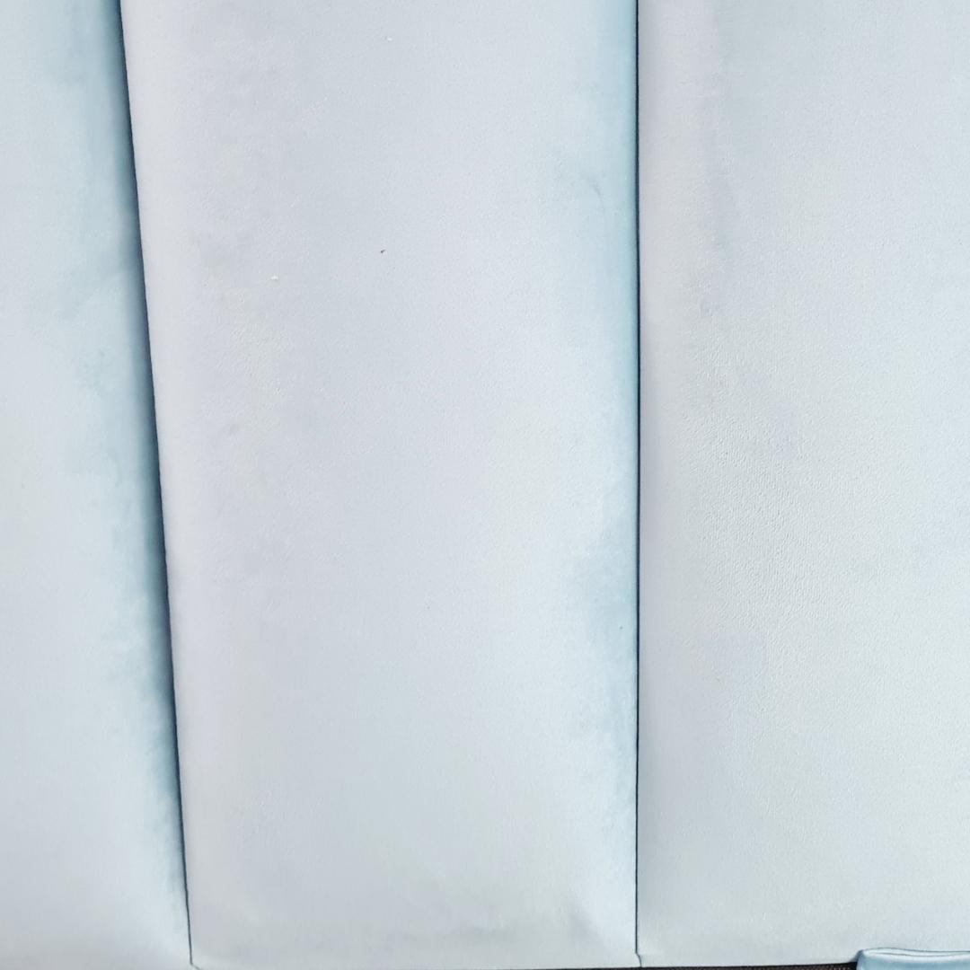 Velvet Headboard - Light Blue vertically striped