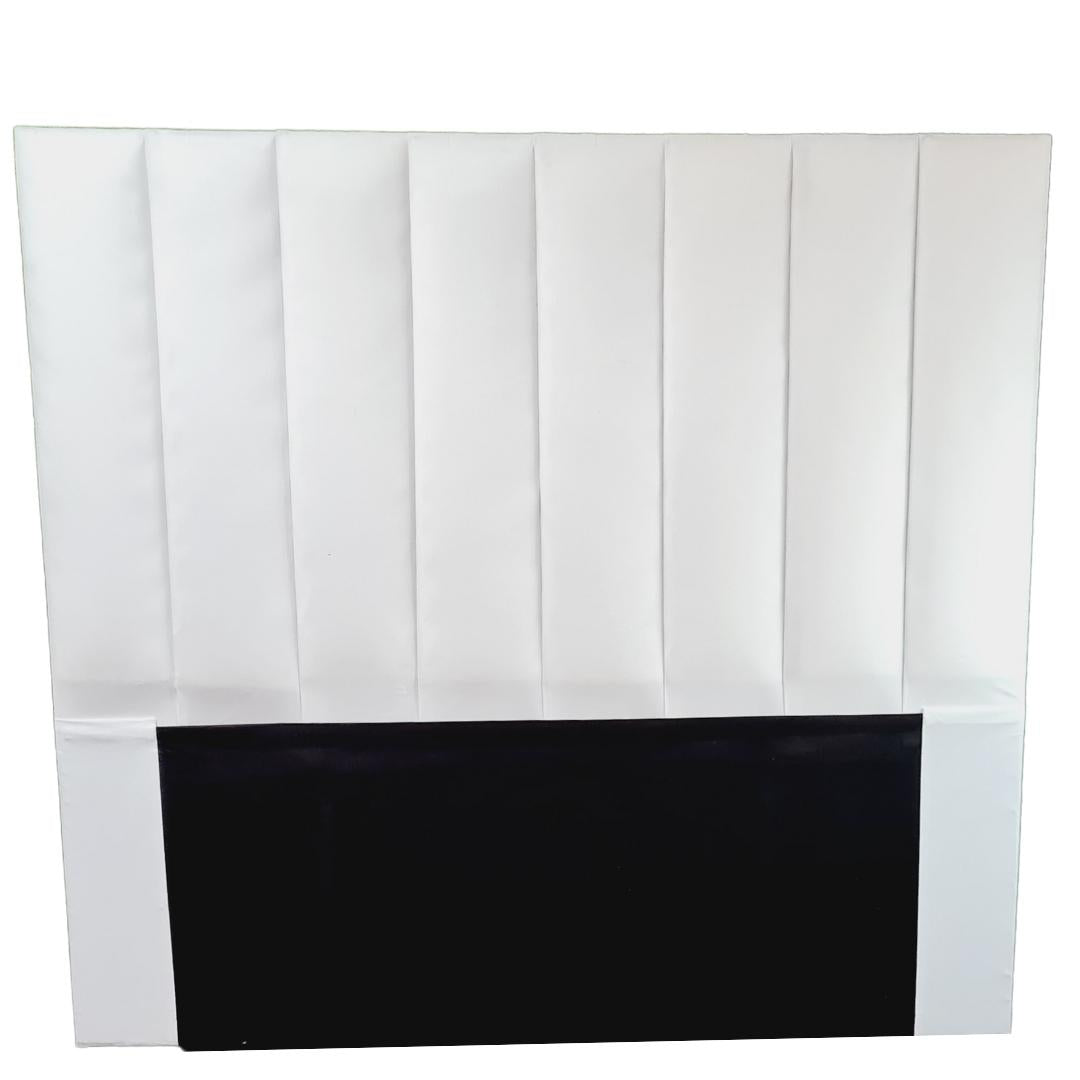 Velvet Headboard - White vertically striped