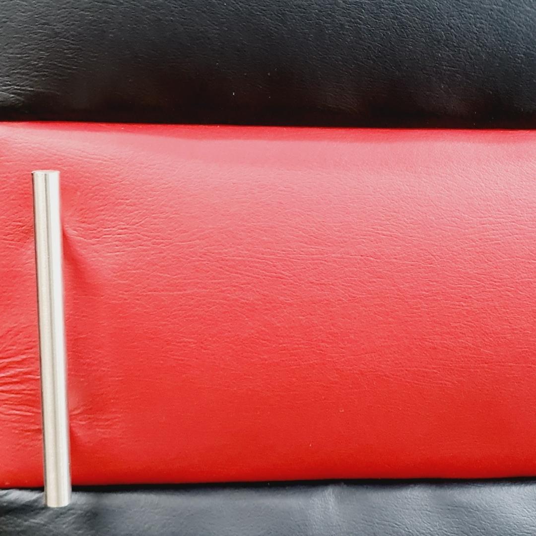 Leather Bedside Table Pair - Red & Black Striped