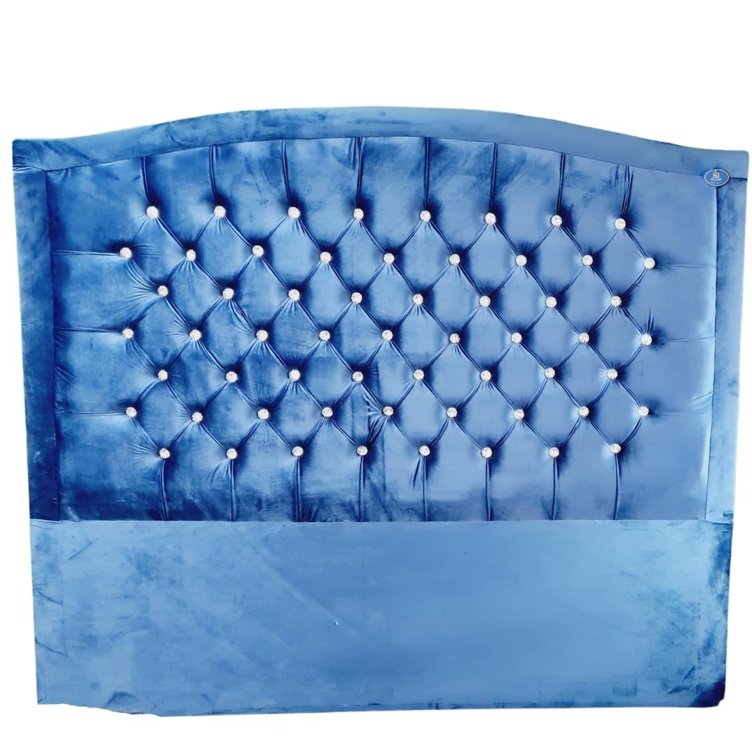 Velvet Headboard - Blue with faux diamonds