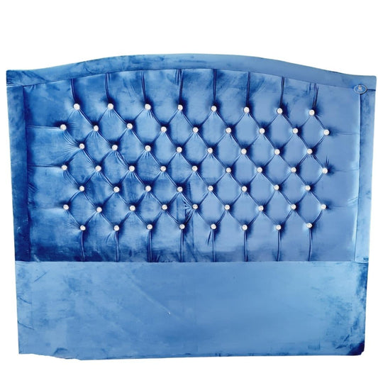 Velvet Headboard - Blue with faux diamonds