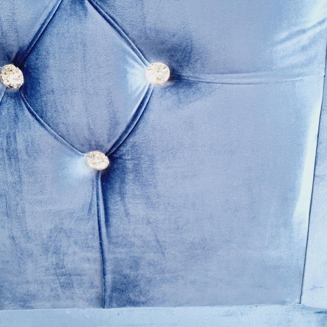 Velvet Headboard - Blue with faux diamonds