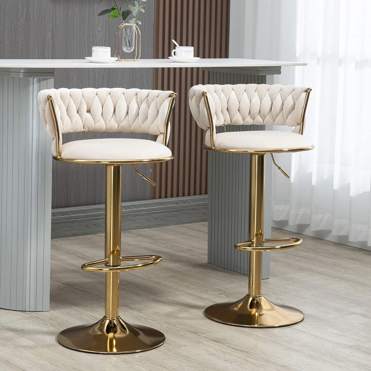 Velvet Swivel Luxury Bar Stools - Set of 2