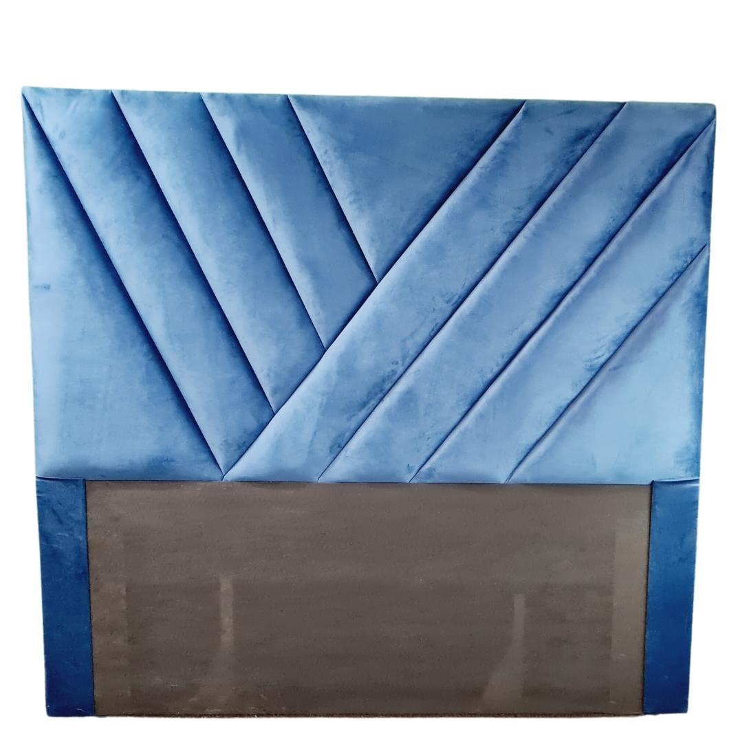 Velvet Material Headboard - Blue Striped diagonally