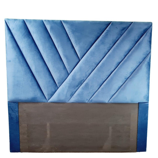 Velvet Material Headboard - Blue Striped diagonally
