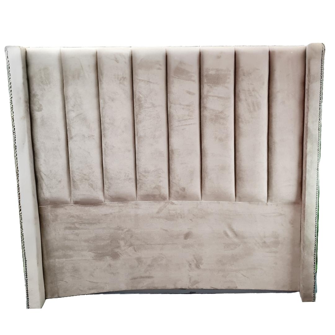 Velvet Material Headboards - Cream vertical striped