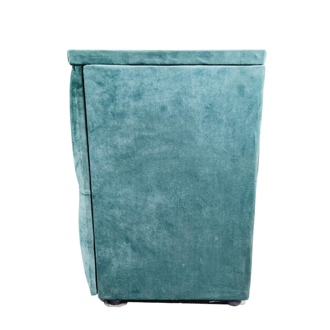 Velvet Material Bedside Table Pair- Dark Green