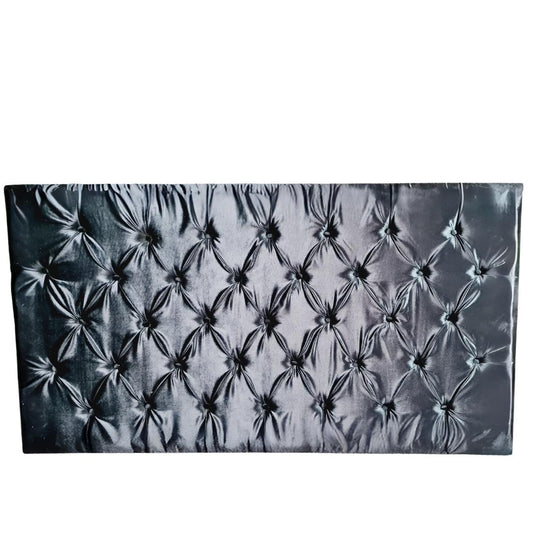 Leather Headboard -Black Leather with Black Buttons