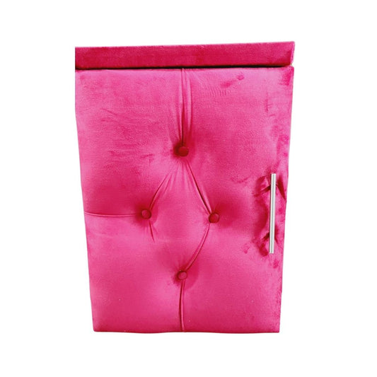 Velvet Material Bedside Table Single - Red