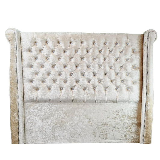 Velvet Material Headboards - Light Brown with faux diamonds
