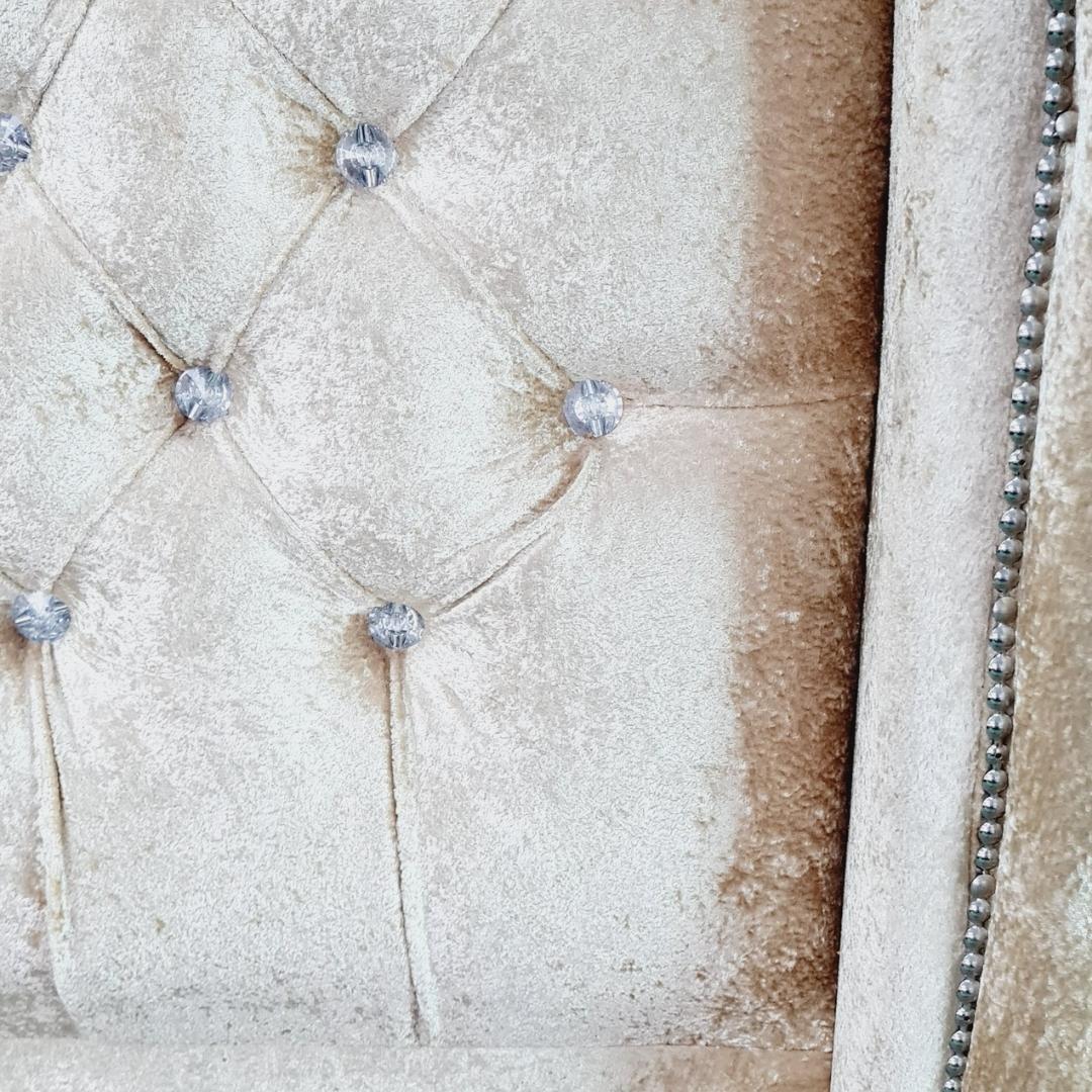 Velvet Material Headboards - Light Brown with faux diamonds
