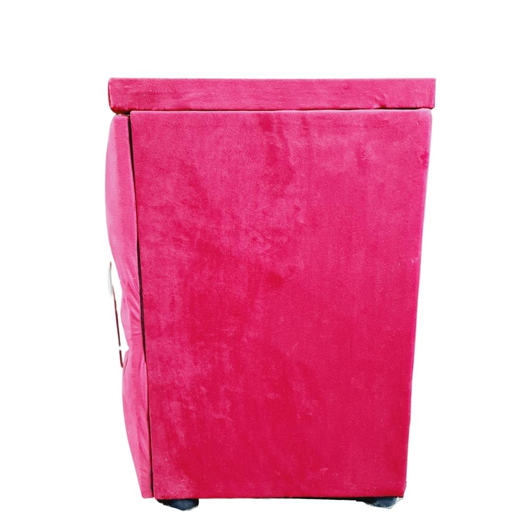 Velvet Material Bedside Table Single - Red
