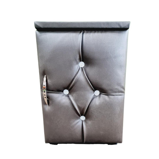 Leather Bedside Table Single - Brown with faux diamonds