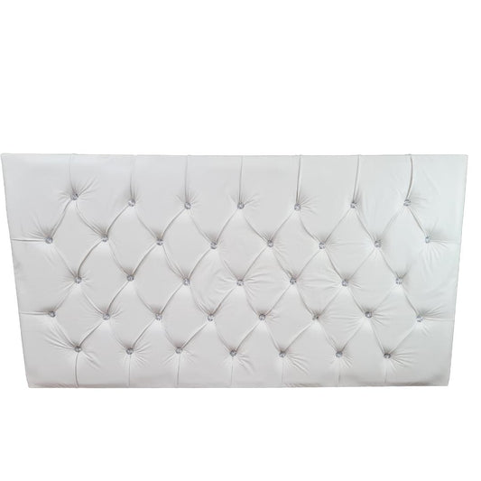 Leather Headboard - Off-White with faux diamonds
