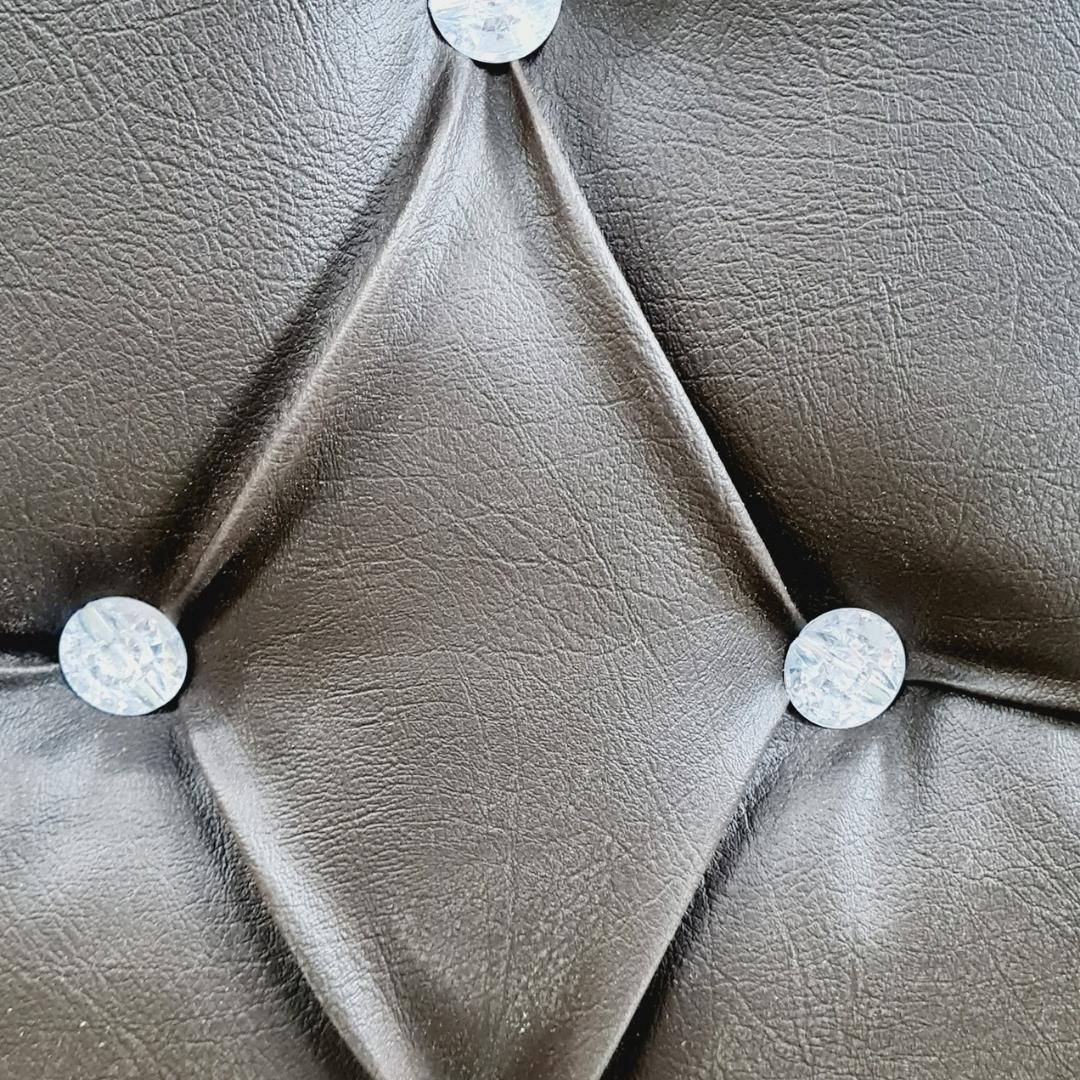 Leather Bedside Table Single - Brown with faux diamonds