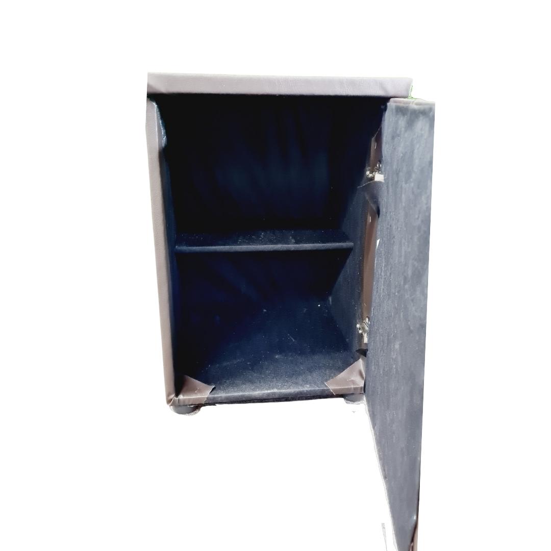 Leather Bedside Table Single - Brown with faux diamonds