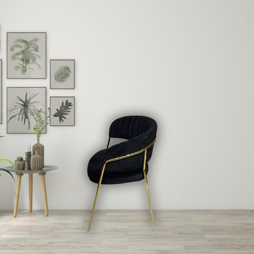 black with C-shaped top with back rest and gold legs