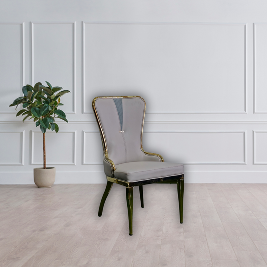 Beige, Gold Outline with brown wooden legs