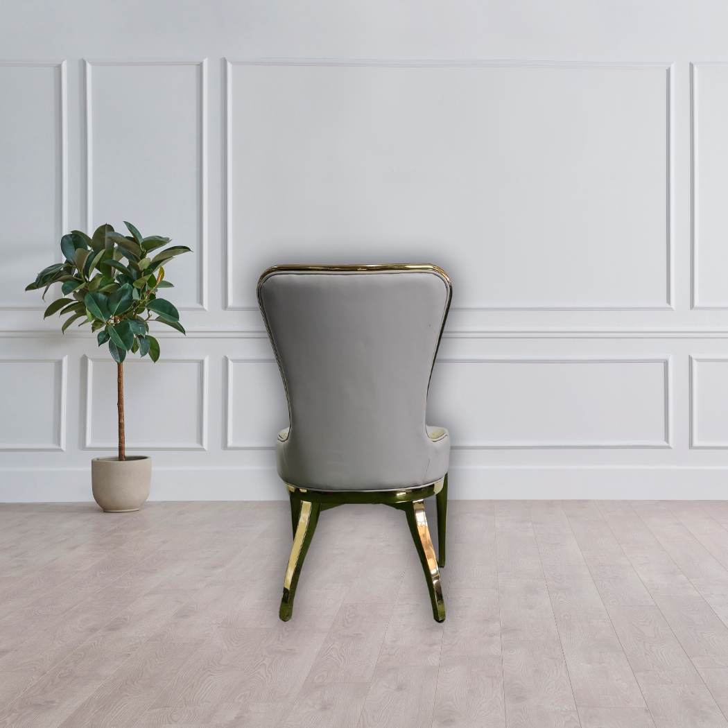 Beige, Gold Outline with brown wooden legs