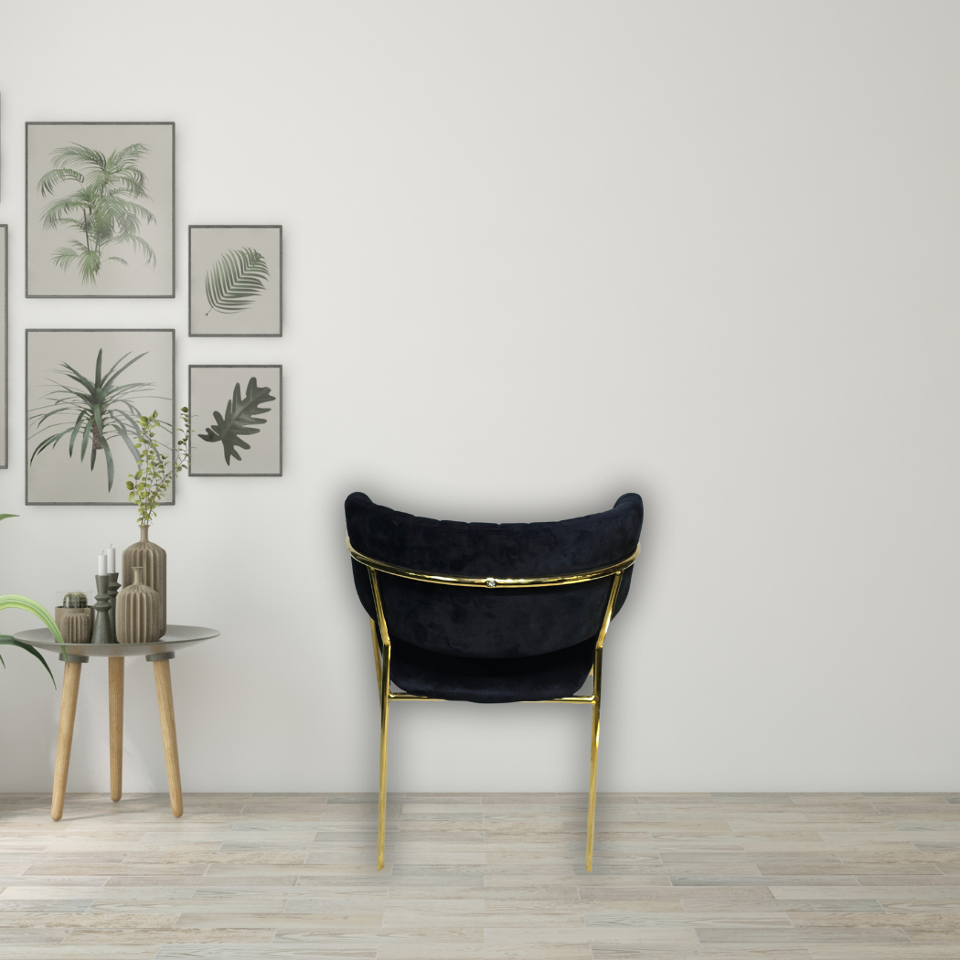 black with C-shaped top with back rest and gold legs